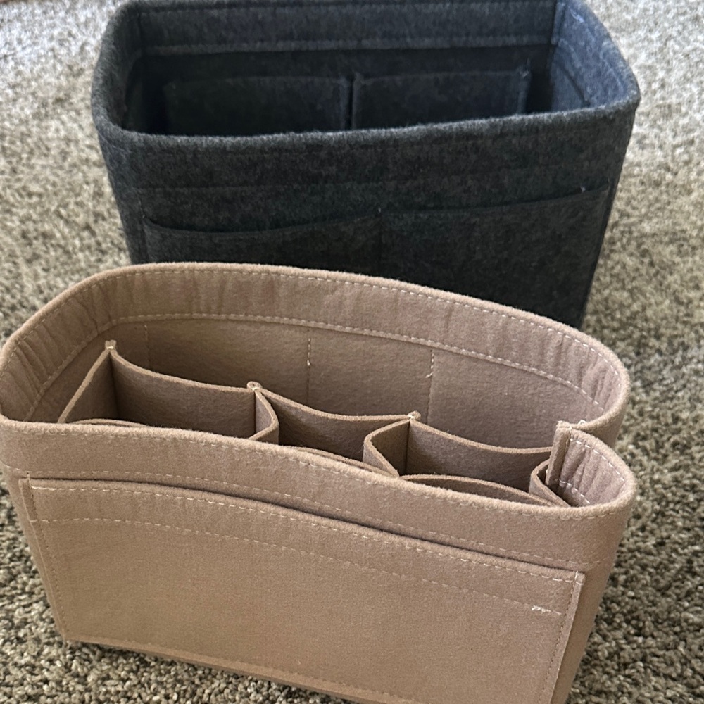 Felt Storage Bins/Purse (or Bag) Organizers  - Gray and Tan